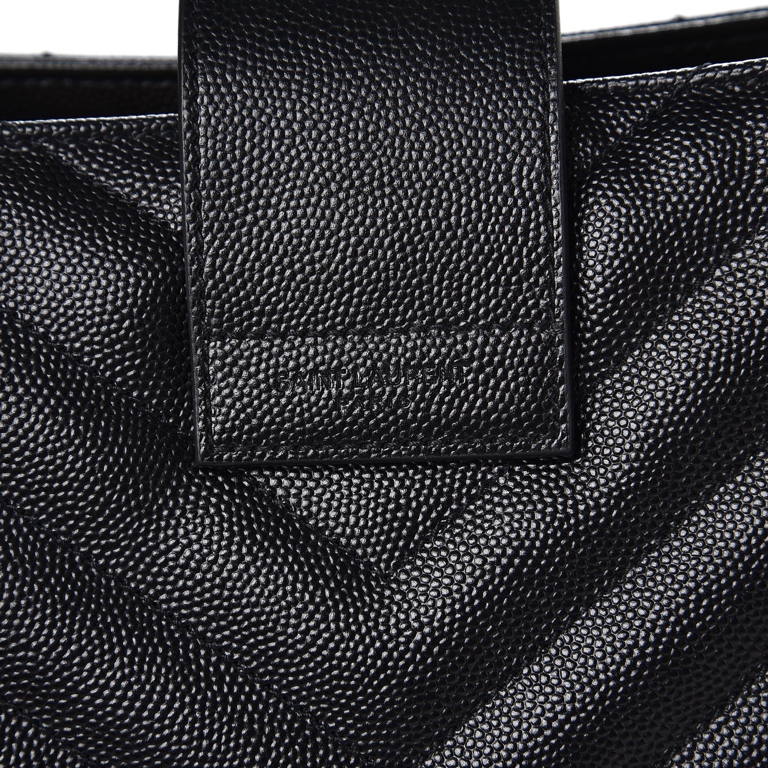 Saint Laurent Grain De Poudre Matelasse Chevron Monogram Shopping Bag Black 8 of 8
