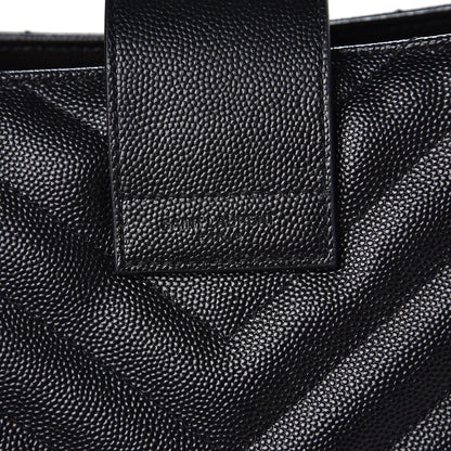 Saint Laurent Grain De Poudre Matelasse Chevron Monogram Shopping Bag Black 8 of 8