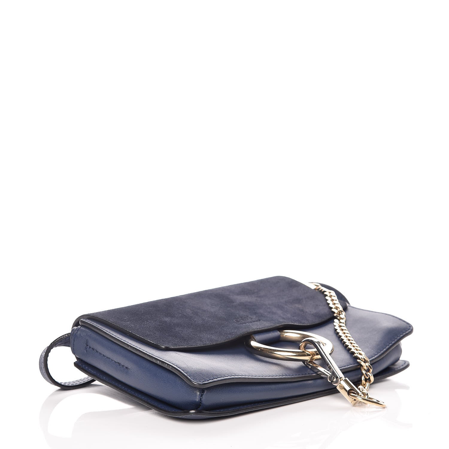 Chloe Suede Calfskin Small Faye Shoulder Bag Denim Blue 4 of 16