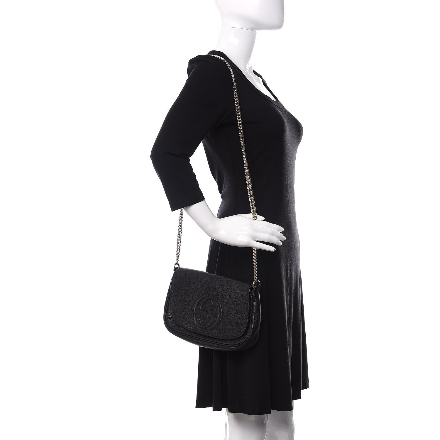 Gucci Pebbled Calfskin Medium Soho Flap Crossbody Black 2 of 10