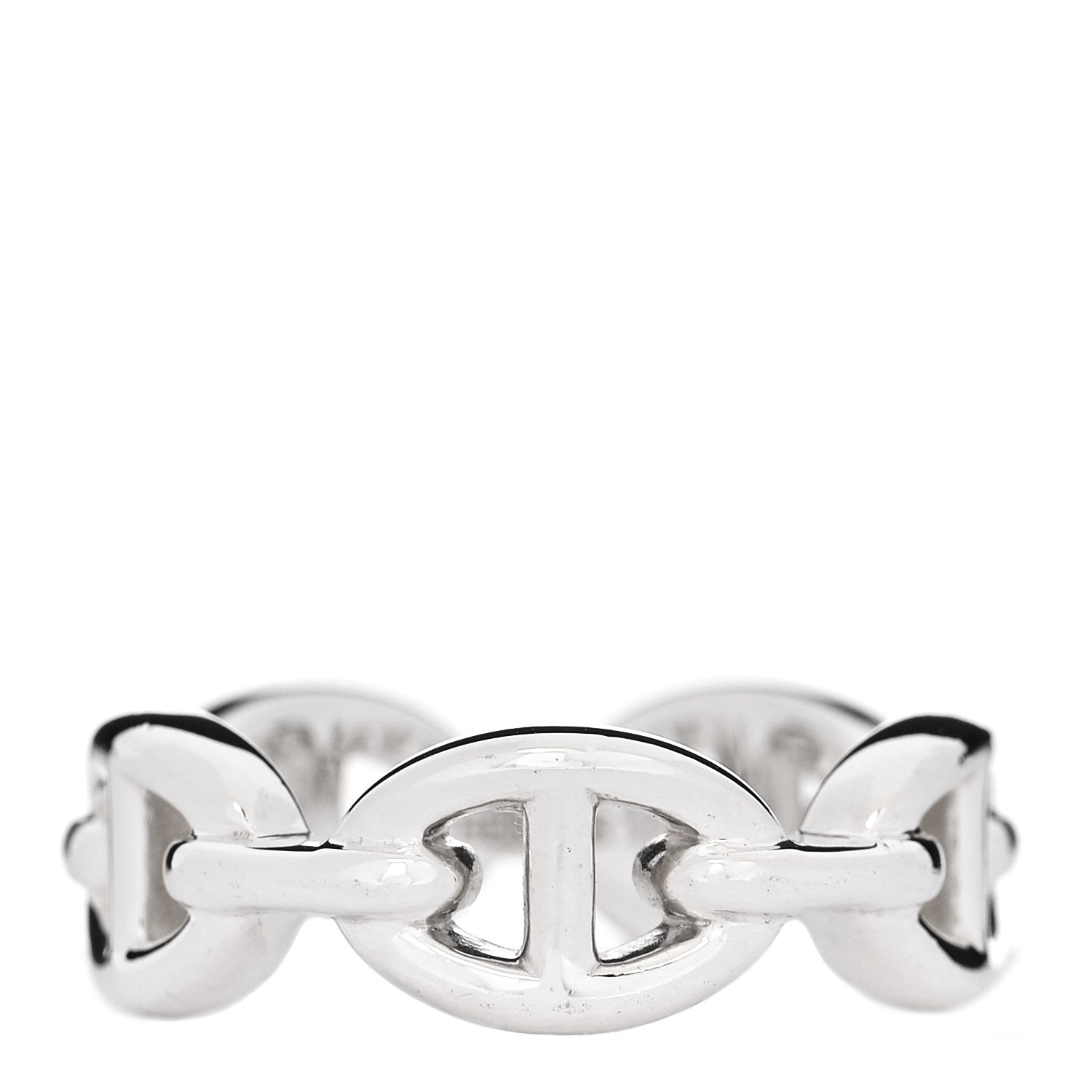 Hermes Sterling Silver PM Chaine d'Ancre Enchainee Band Ring 52 6 1 of 7