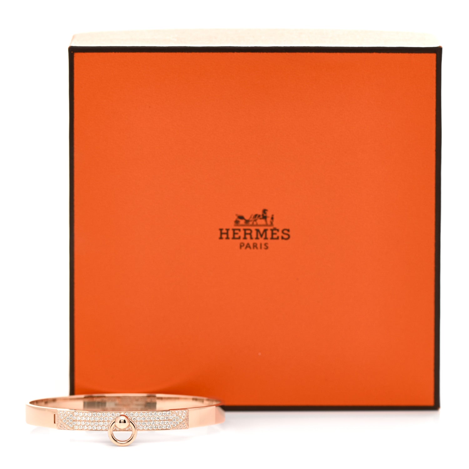 Hermes 18K Rose Gold Diamond PM Collier De Chien Pave Bracelet ST 4 of 4