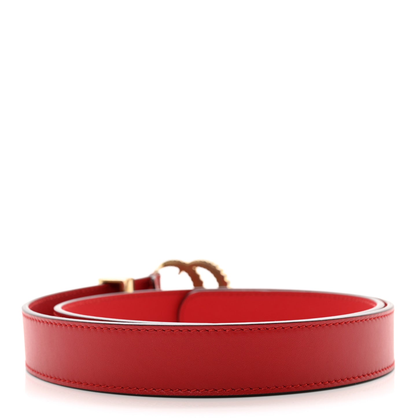 Moon Calfskin Torchon Double G 25mm Belt 75 30 Hibiscus Red