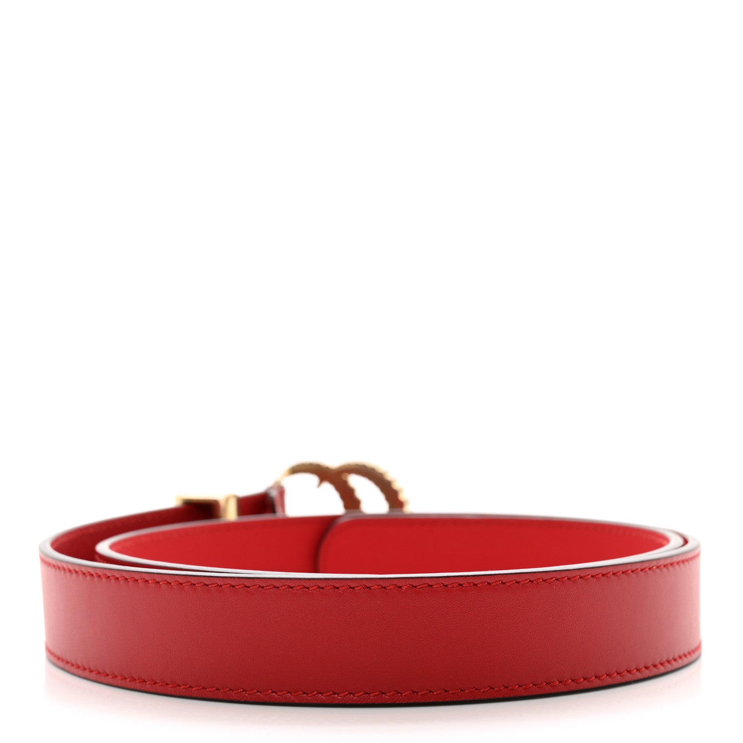 Gucci Moon Calfskin Torchon Double G 25mm Belt 75 30 Hibiscus Red 2 of 4