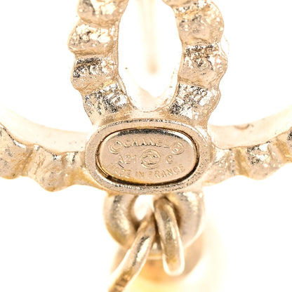 Chanel Metal Crystal Bead Pearl CC Drop Earrings Gold White Yellow 4 of 5