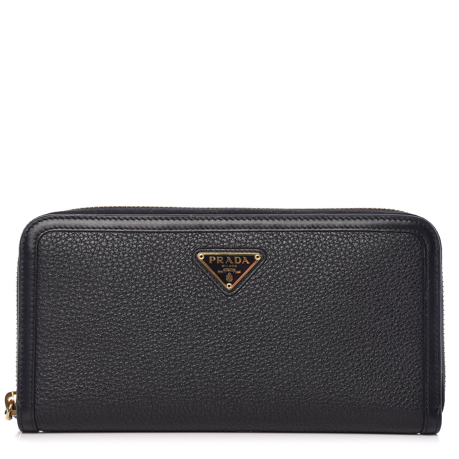Prada Vitello Daino Zip Around Wallet Black 1 of 9
