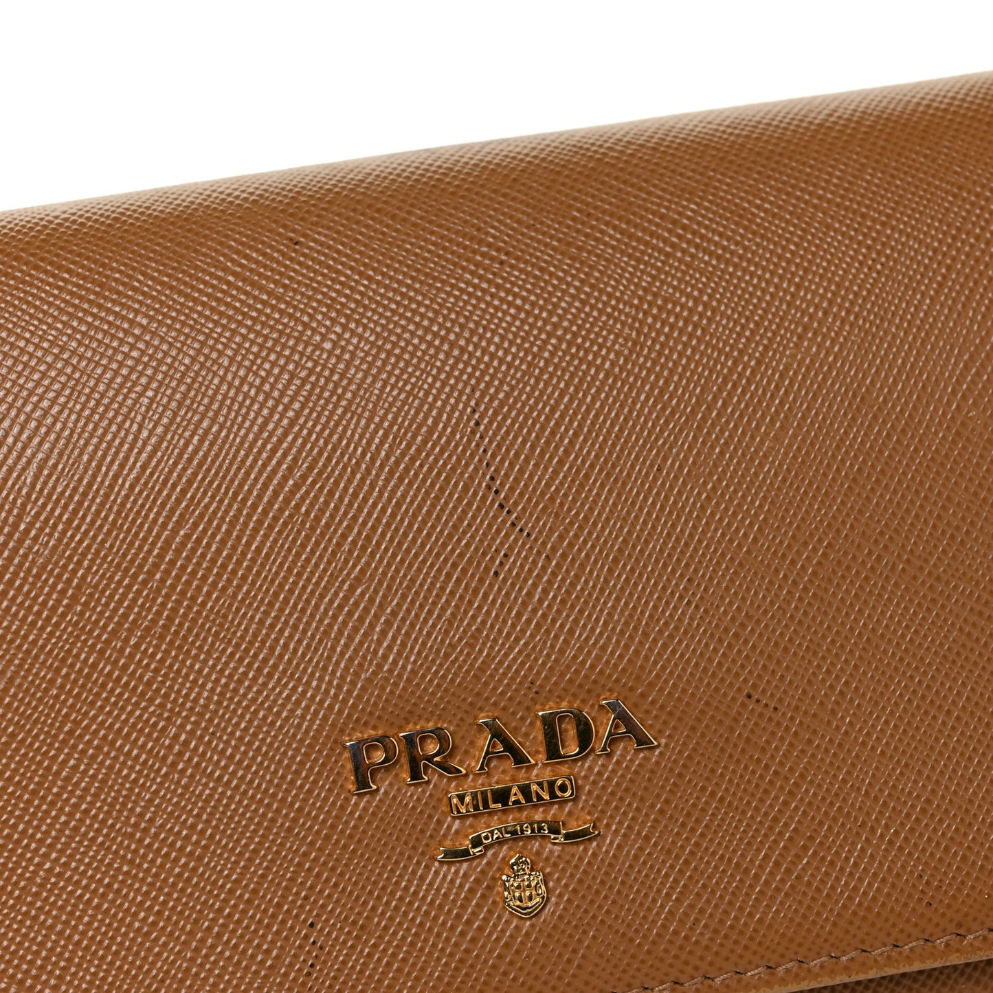 Saffiano Metal Oro Chain Wallet Caramel