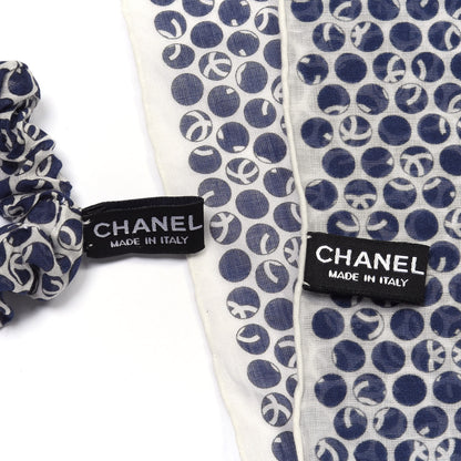 Chanel Silk CC Scrunchie and Scarf Hair Tie Set Ecru Bleu 2 of 4