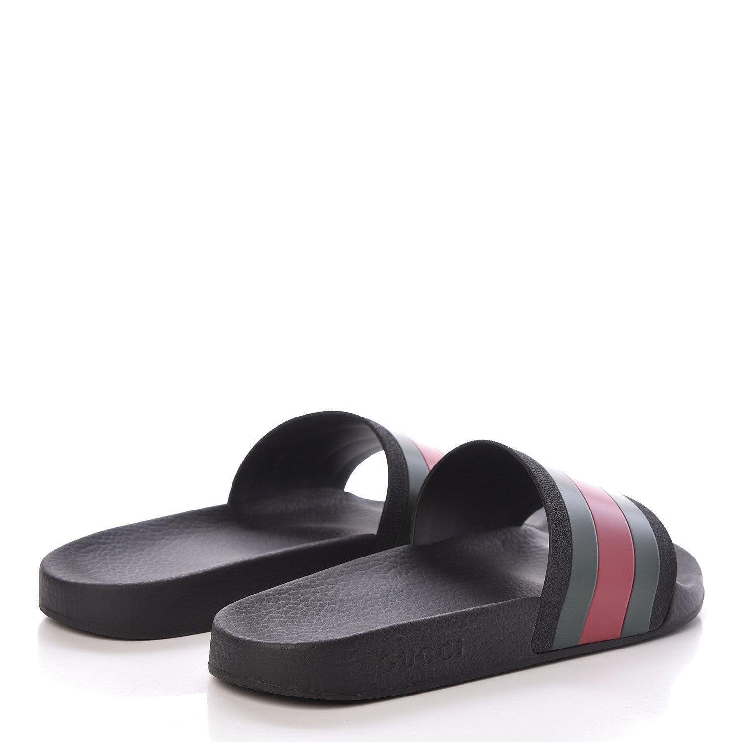 Gucci Rubber Web Mens Pool Slide Sandals 9 Black Green Red 4 of 9
