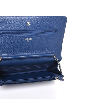 Chanel Caviar Chevron Wallet On Chain WOC Navy 5 of 9