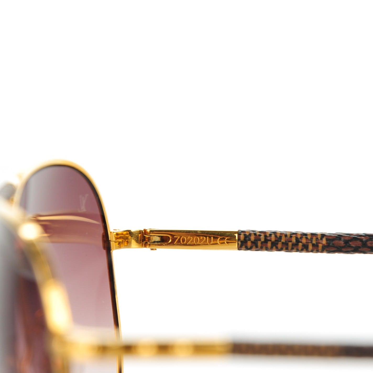 Louis Vuitton Damier Ebene Conspiration Pilote Sunglasses Z0202U Gold 4 of 4