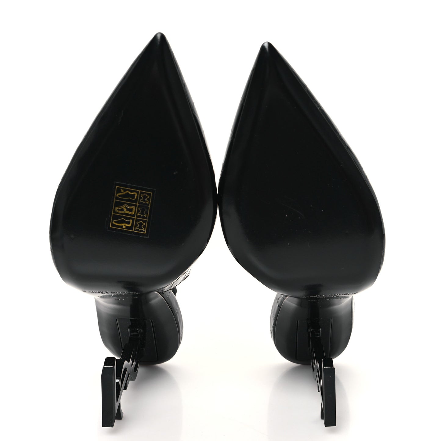 Patent Crocodile Embossed Opyum 110 Slingback Pumps 37 Black