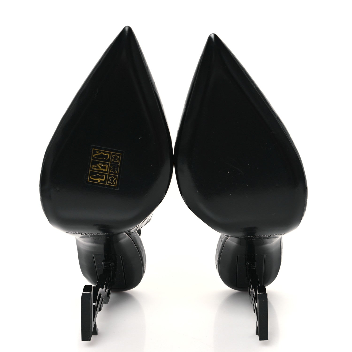 Saint Laurent Patent Crocodile Embossed Opyum 110 Slingback Pumps 37 Black 6 of 10