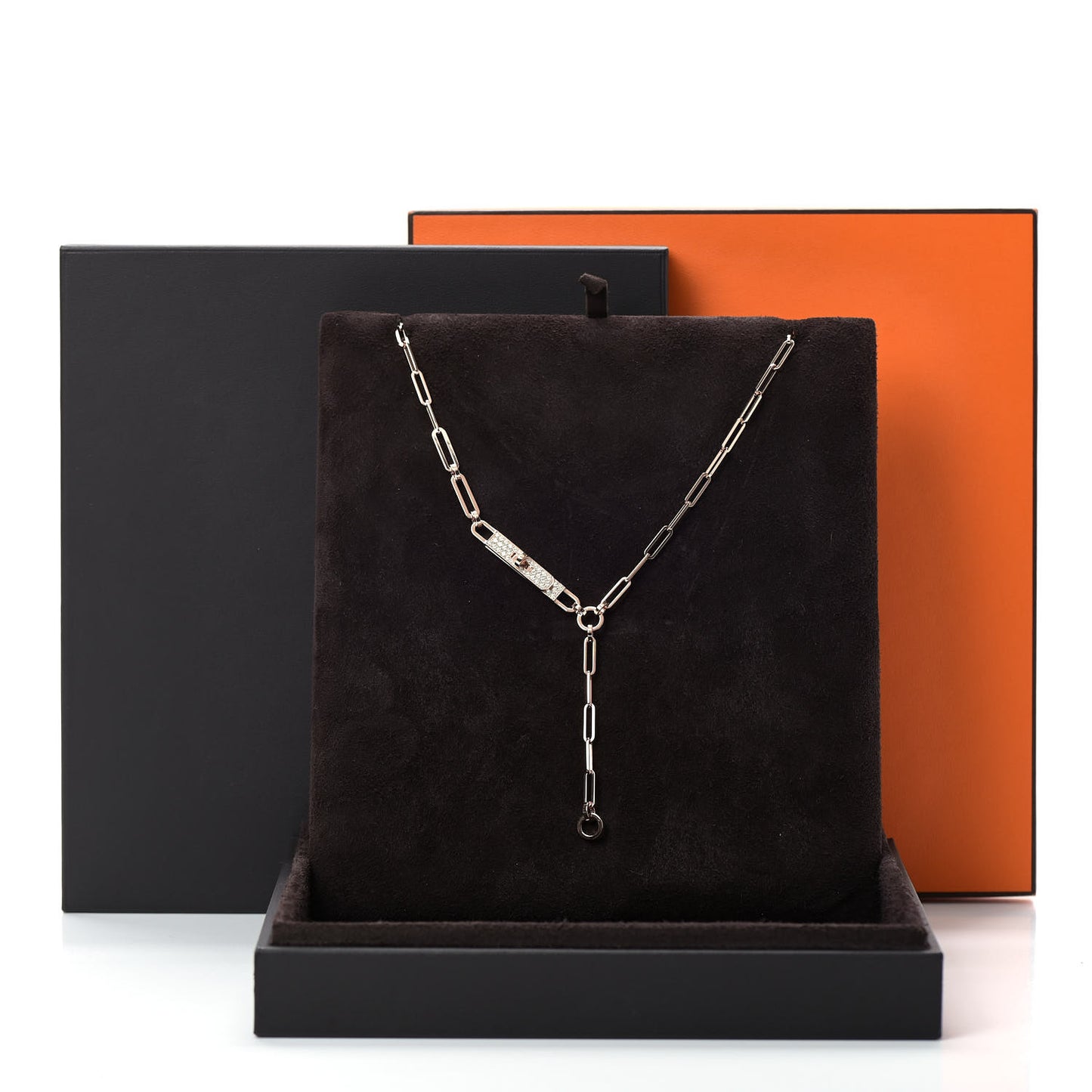 18K Rose Gold Diamond Pave PM Kelly Chaine Lariat Necklace ST