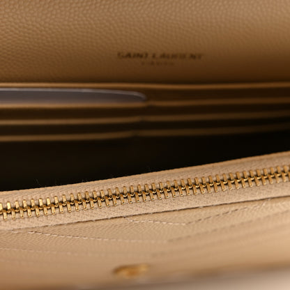 Saint Laurent Grain De Poudre Matelasse Chevron Monogram Envelope Chain Wallet Nude Powder 11 of 12