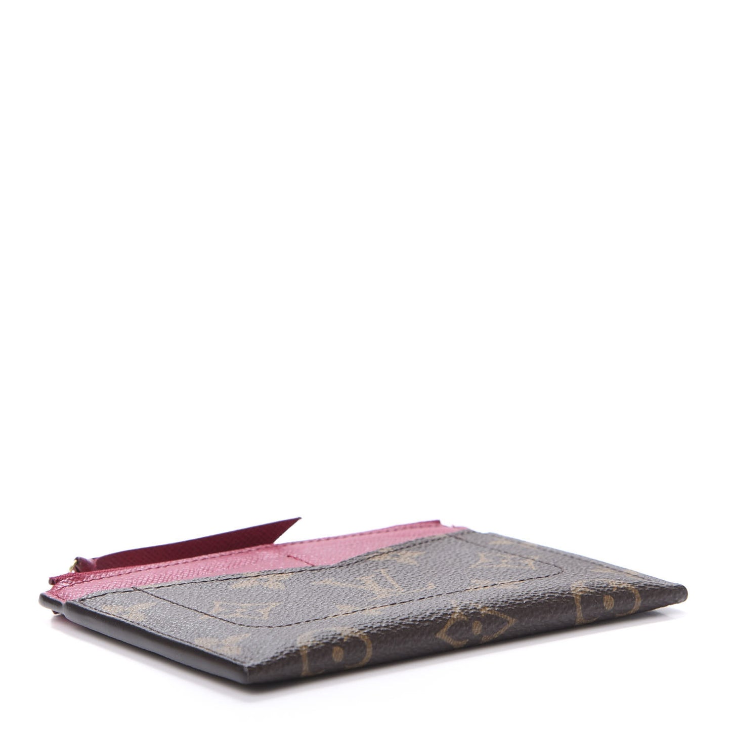 Monogram Zipped Card Holder Fuchsia