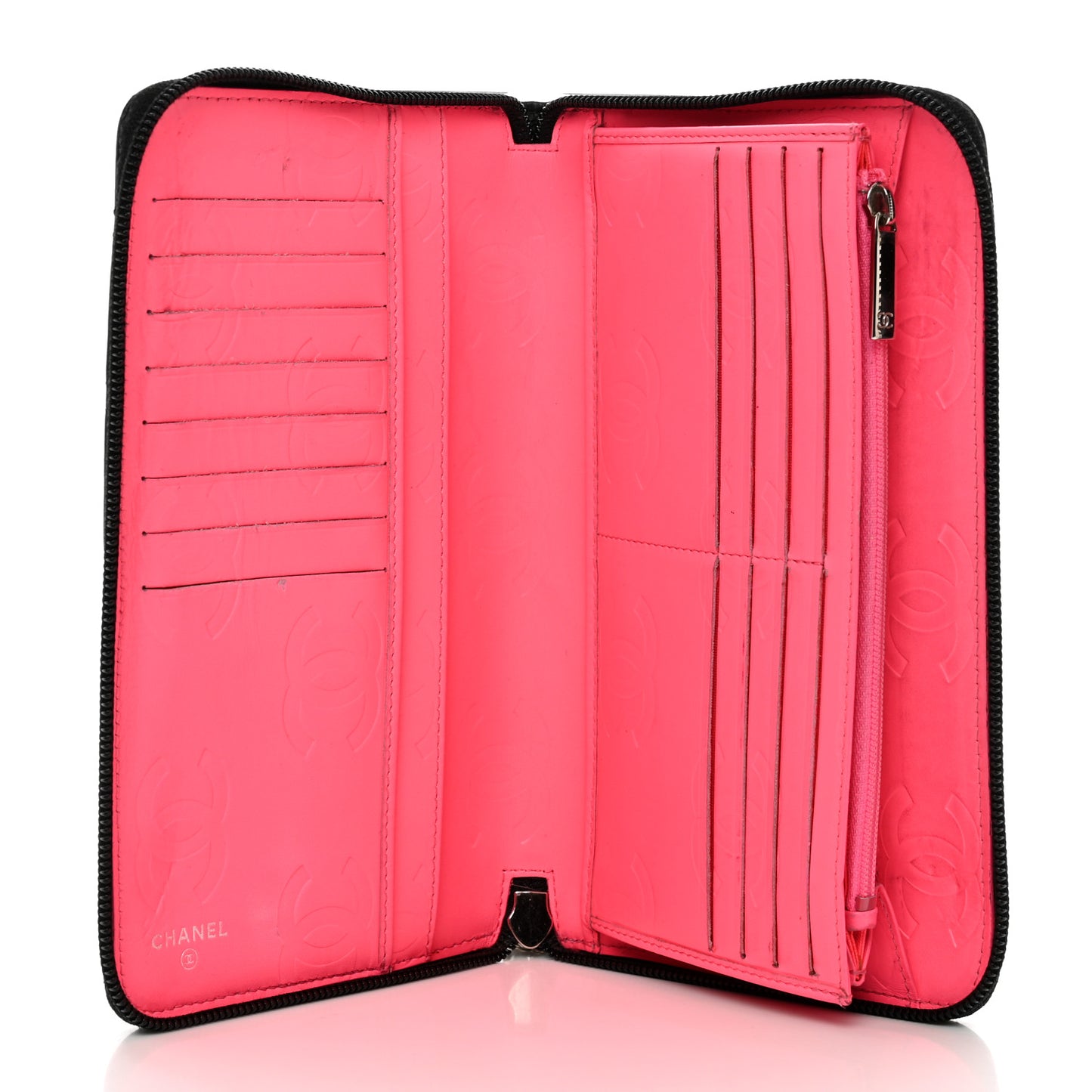 Calfskin Cambon Zip Around Organizer Wallet Black