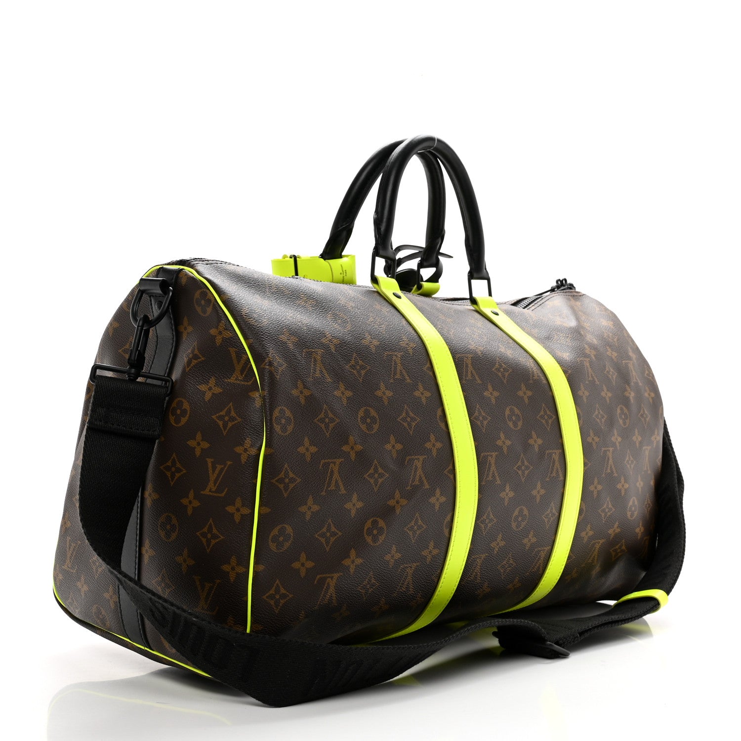 Louis Vuitton Monogram Macassar Keepall Bandouliere 50 Florescent Yellow 2 of 9
