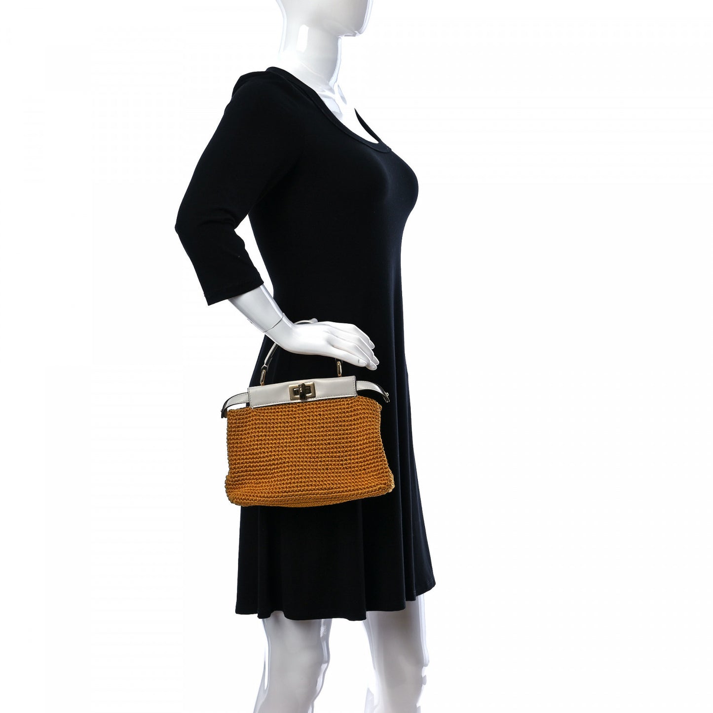 Fabric Crochet Nappa Mini Peekaboo Iconic Satchel Mimosa White