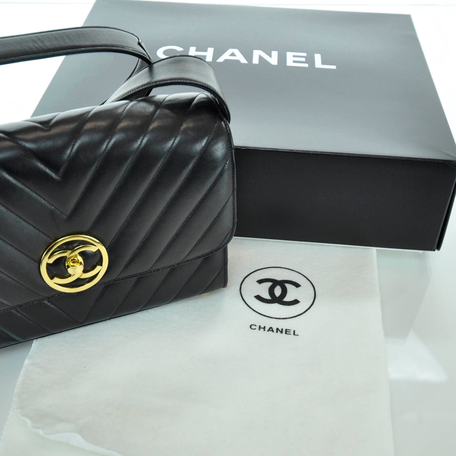 Chanel Lambskin Chevron Flap Bag Black 8 of 12