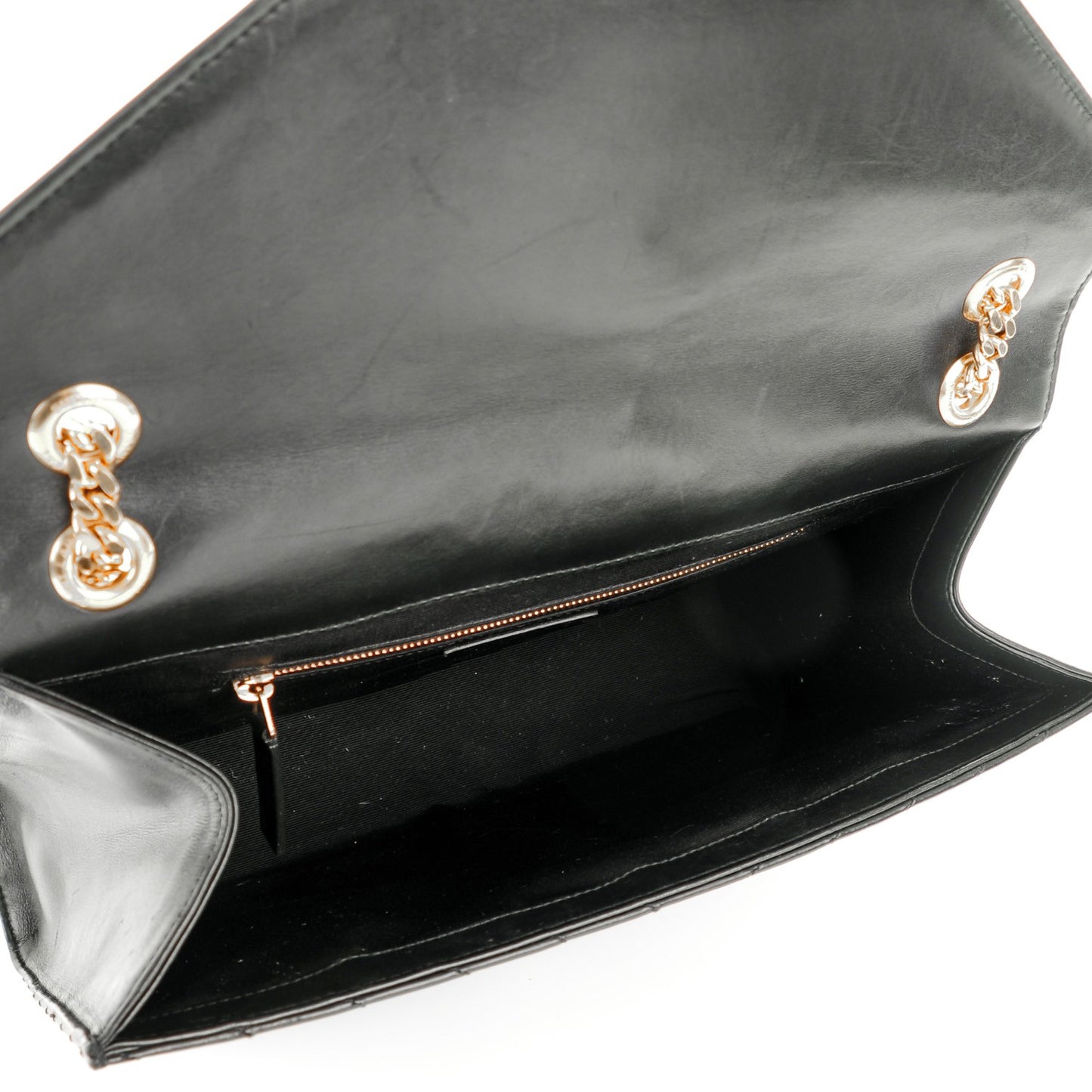 Smooth Calfskin Matelasse Chevron Large Monogram Satchel Black
