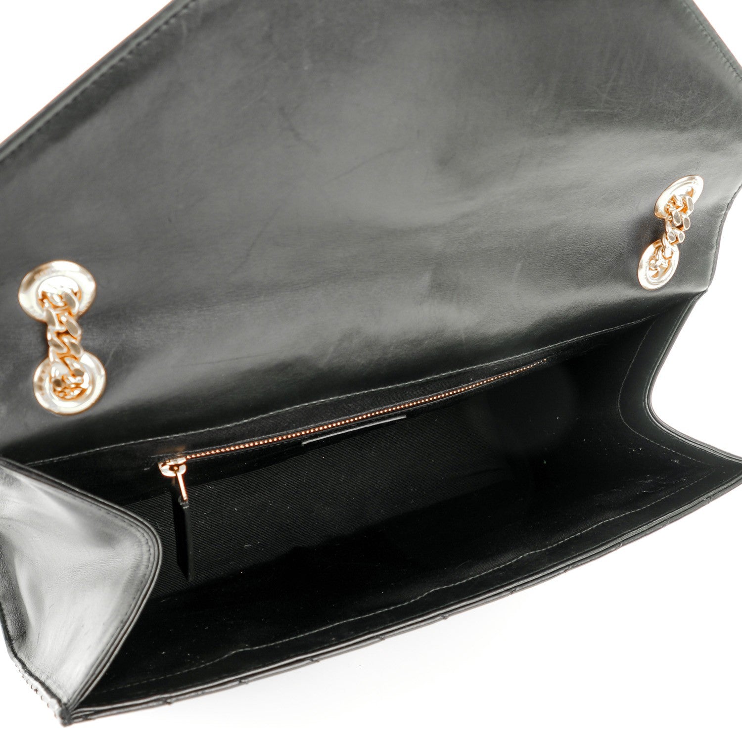 Saint Laurent Smooth Calfskin Matelasse Chevron Large Monogram Satchel Black 5 of 12