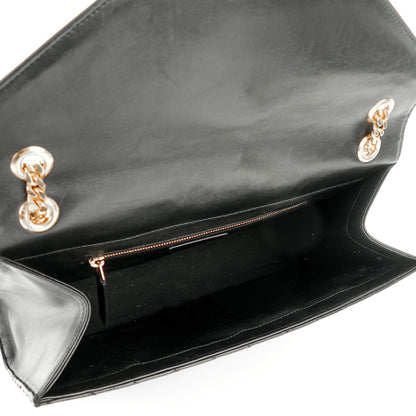 Saint Laurent Smooth Calfskin Matelasse Chevron Large Monogram Satchel Black 5 of 12