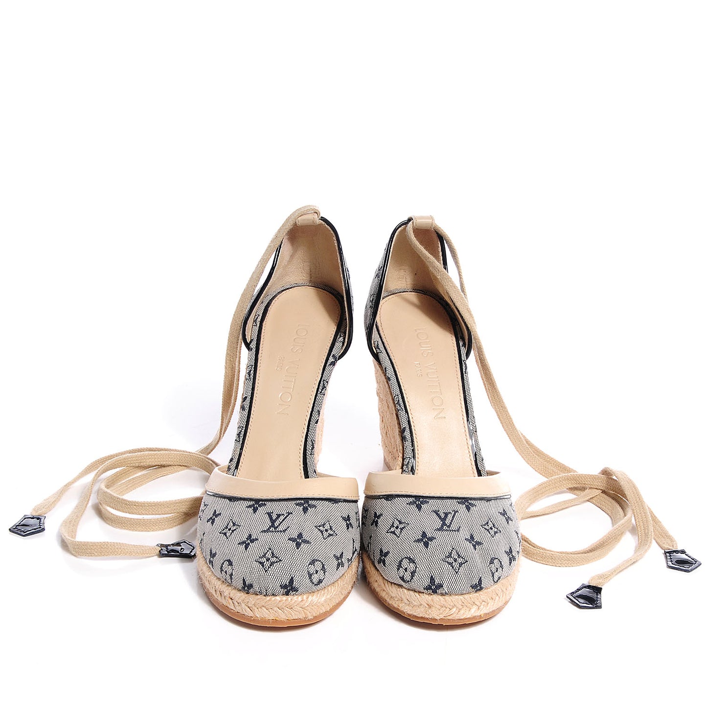 Mini Monogram Espadrille Wedge Heels 37.5 Blue
