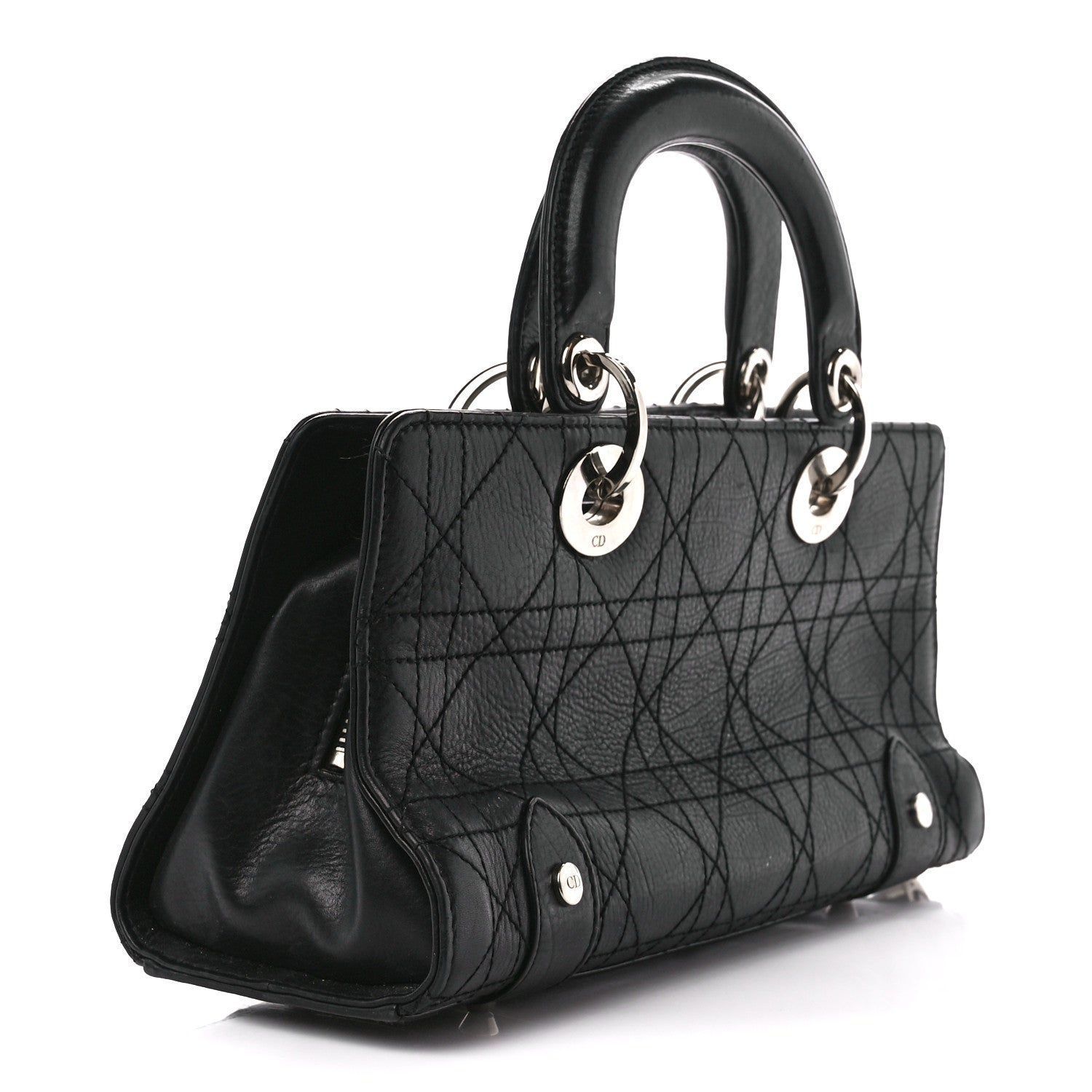Christian Dior Calfskin Cannage Stitched Small East West Lady Dior Black 3 of 11
