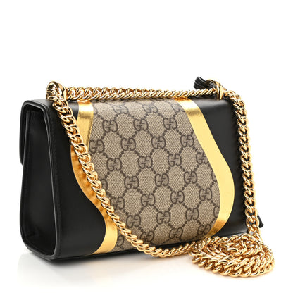 Gucci Calfskin GG Supreme Monogram Small Padlock Shoulder Bag Black Gold 3 of 8