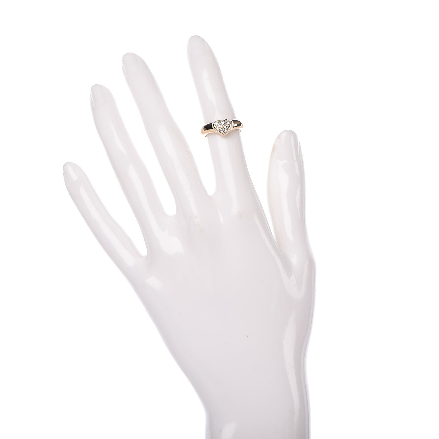 18K Yellow Gold Diamond Heart Band Ring 47 4