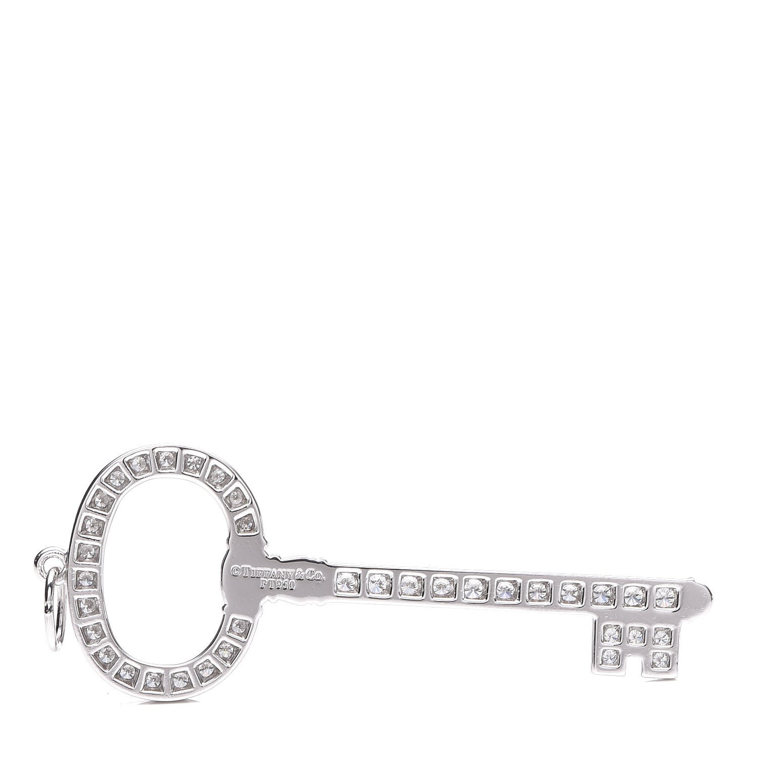 Tiffany Platinum Diamond Oval Key Charm Pendant 3 of 5