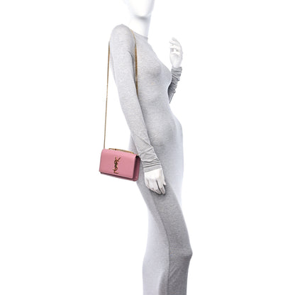 Saint Laurent Grain De Poudre Small Classic Monogram Kate Satchel Old Rose 2 of 9