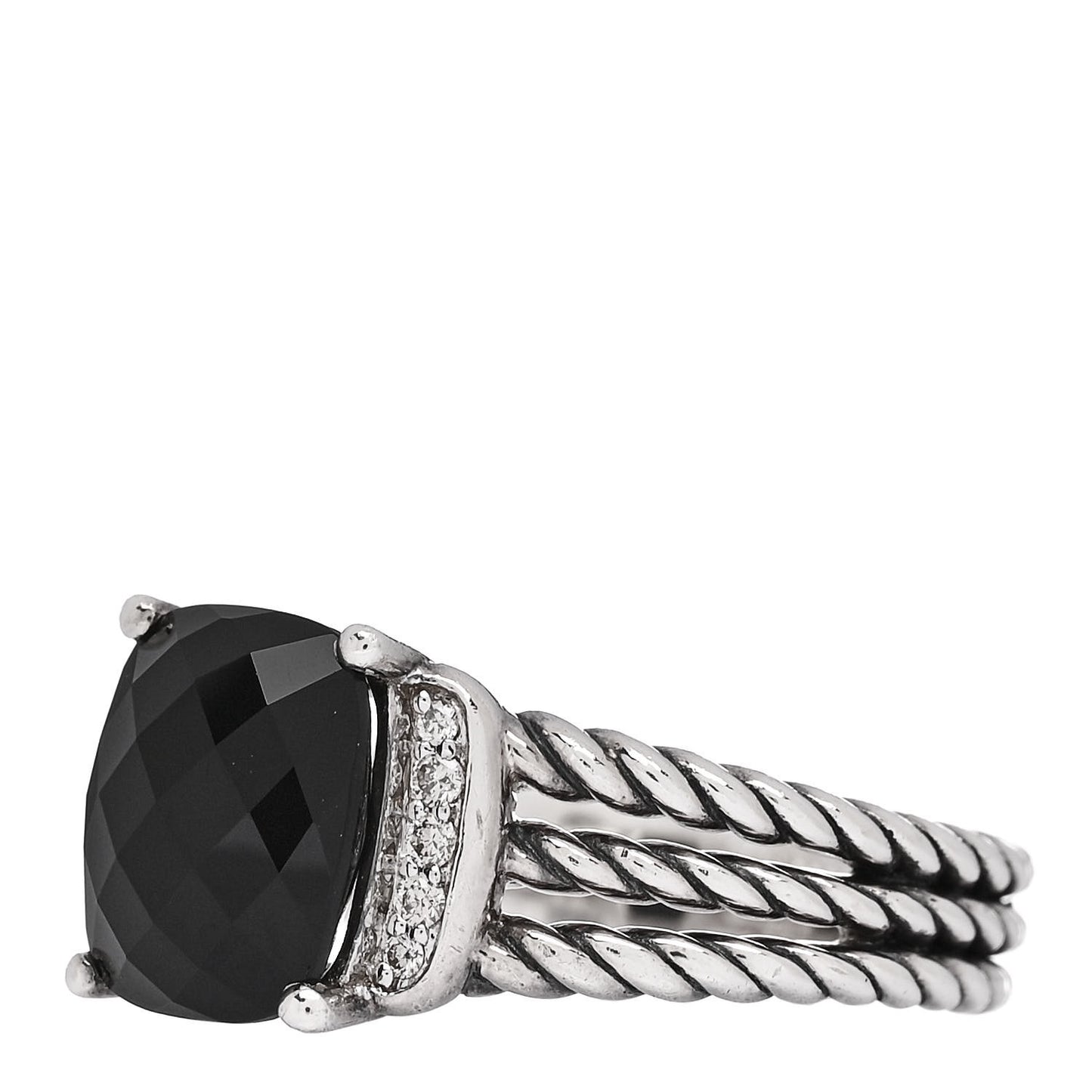 Sterling Silver Diamond Black Onyx 10mm Petite Wheaton Ring 57 8