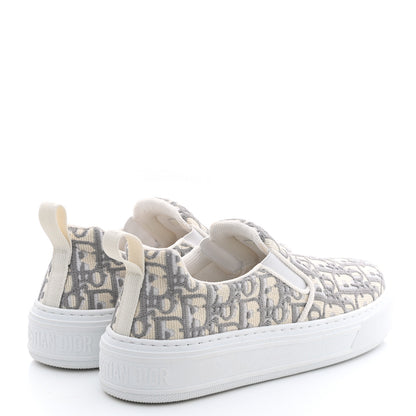 Christian Dior Canvas Oblique Embroidered Womens Solar Slip On Sneakers 37 Grey Stone 4 of 9