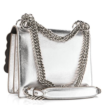 Fendi Vitello Catalan Mirror Scalloped Multi Studded Small Kan I Shoulder Bag Argento 3 of 11