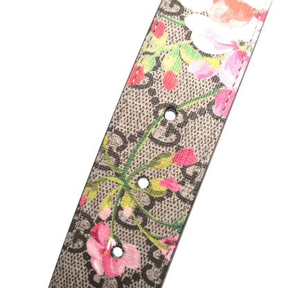Gucci GG Supreme Monogram Blooms Moon Calfskin Interlocking G 37mm Belt 85 34 Beige Ebony Multicolor Dry Rose 4 of 5