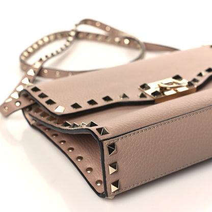 Valentino Garavani Pebbled Calfskin Medium Rockstud Flip Lock Crossbody Bag Poudre 7 of 8