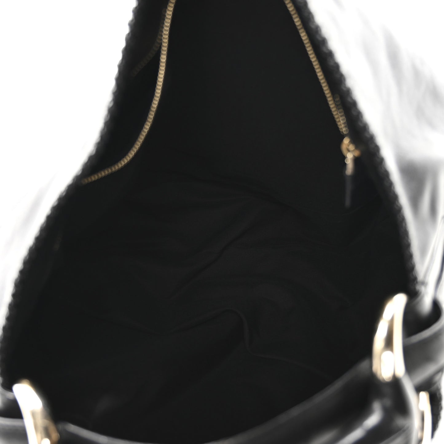 Calfskin Large Horsebit Chain Hobo Black