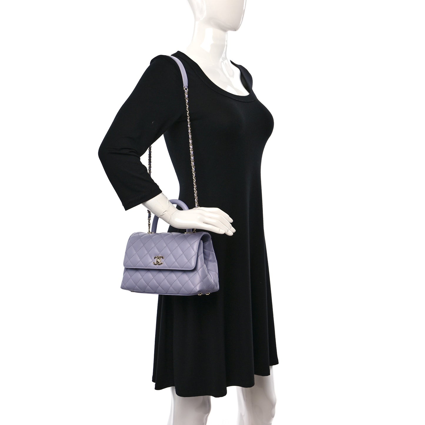 Caviar Quilted Mini Coco Handle Flap Light Purple