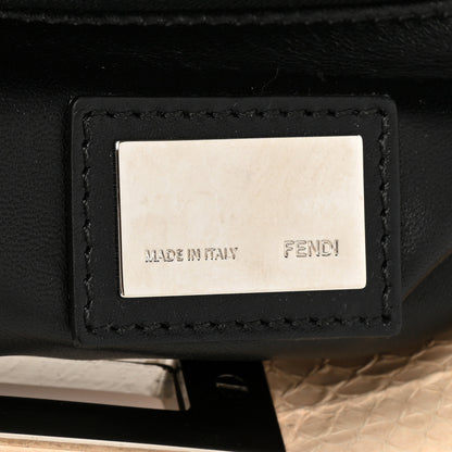 Fendi Water Snakeskin Nappa Medium Peekaboo Iconic Satchel Beige Black 7 of 21