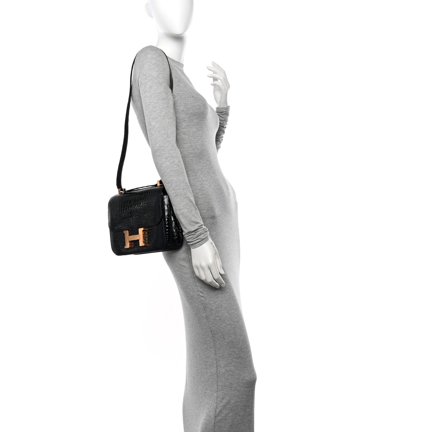 Hermes Shiny Alligator Verso Constance 24 Bleu Marine Cuivre 2 of 11