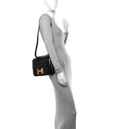 Hermes Shiny Alligator Verso Constance 24 Bleu Marine Cuivre 2 of 11