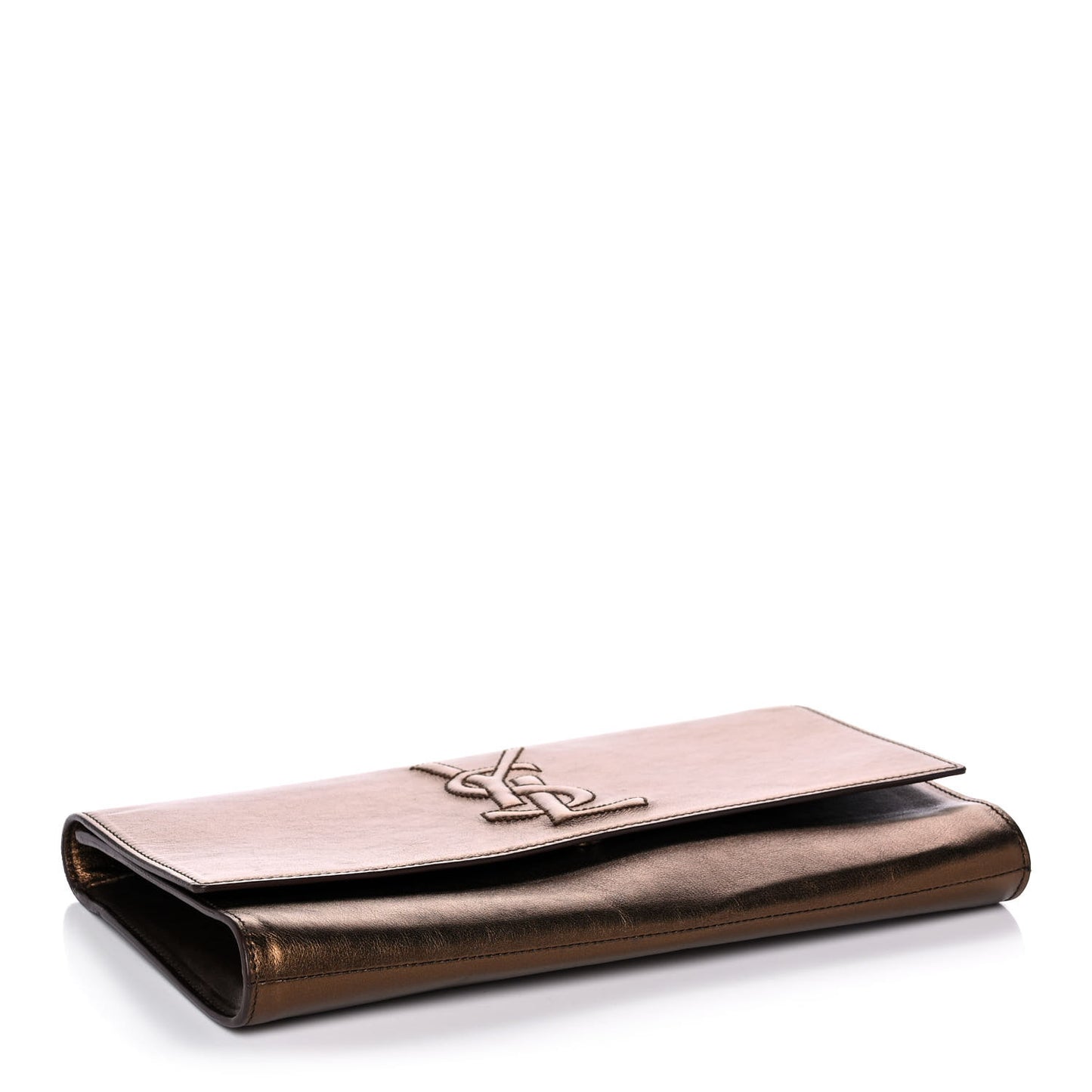 Metallic Calfskin Monogram Large Belle De Jour Clutch Bronze