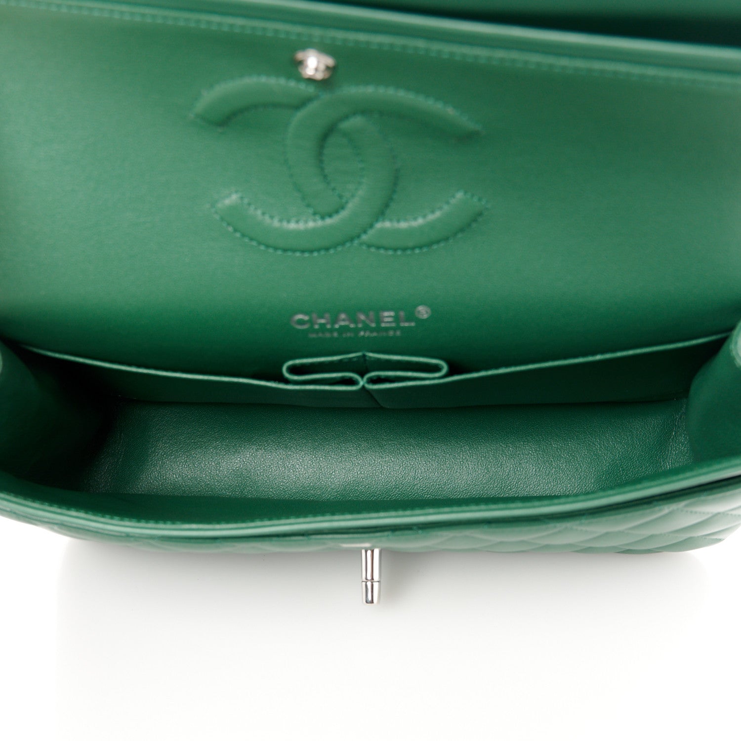 Chanel Lambskin Quilted Medium Double Flap Green 5 of 12