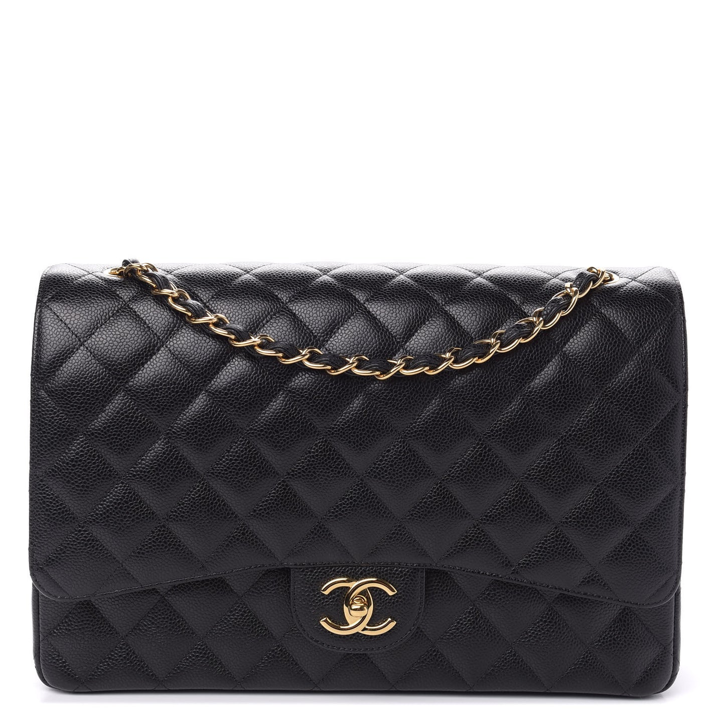 Caviar Quilted Maxi Double Flap Black