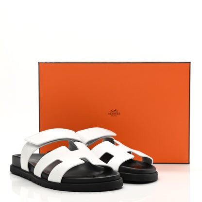 Hermes Calfskin Womens Chypre Sandals 38 White 9 of 9
