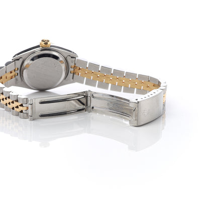 Rolex Stainless Steel 18K Yellow Gold Diamond Turquoise 26mm Oyster Perpetual Datejust Watch 69173 6 of 6