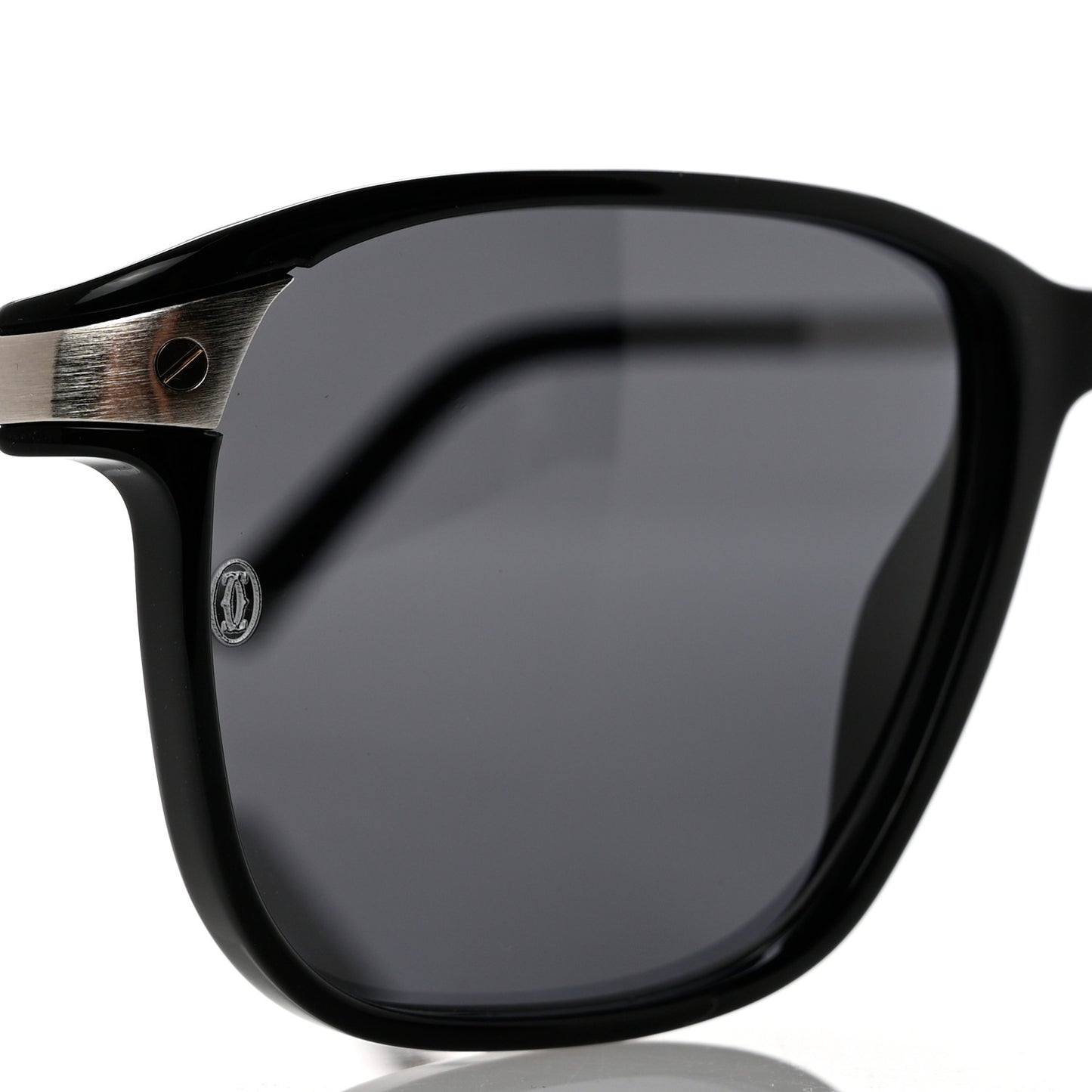 Acetate CT0075S Rectangular Sunglasses Black Silver Grey
