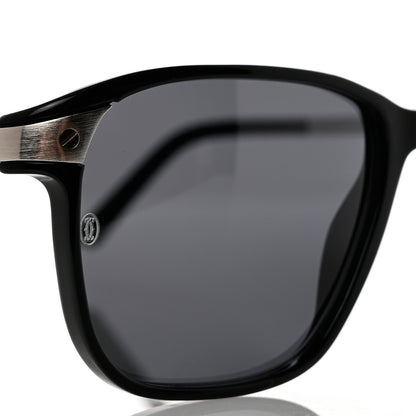 Cartier Acetate CT0075S Rectangular Sunglasses Black Silver Grey 7 of 8